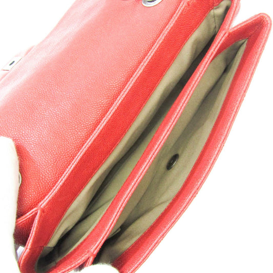 Luxury Chanel Caviar Skin Matelasse Women's Leather Shoulder Bag Red Color