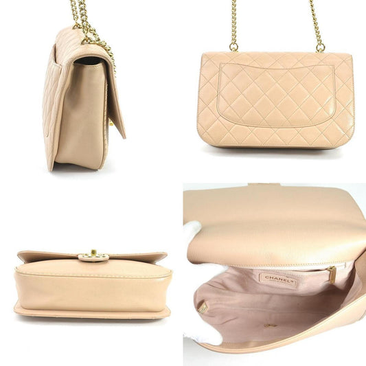 Luxury Chanel Diagonal Shoulder Bag Cocomark Matrasse Caviar Skin Leather Beige Gold Unisex 99540a