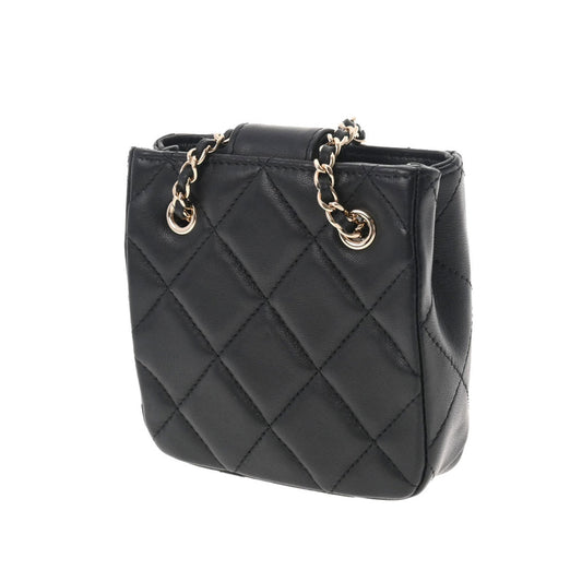 Luxury Chanel Matelasse Pochette Chain Shoulder Black Women's Lambskin Bag