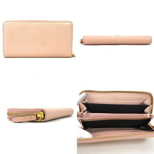 Luxury Gucci Round Zipper Long Wallet GG Marmont Leather Light Pink Women's 456117 55159i