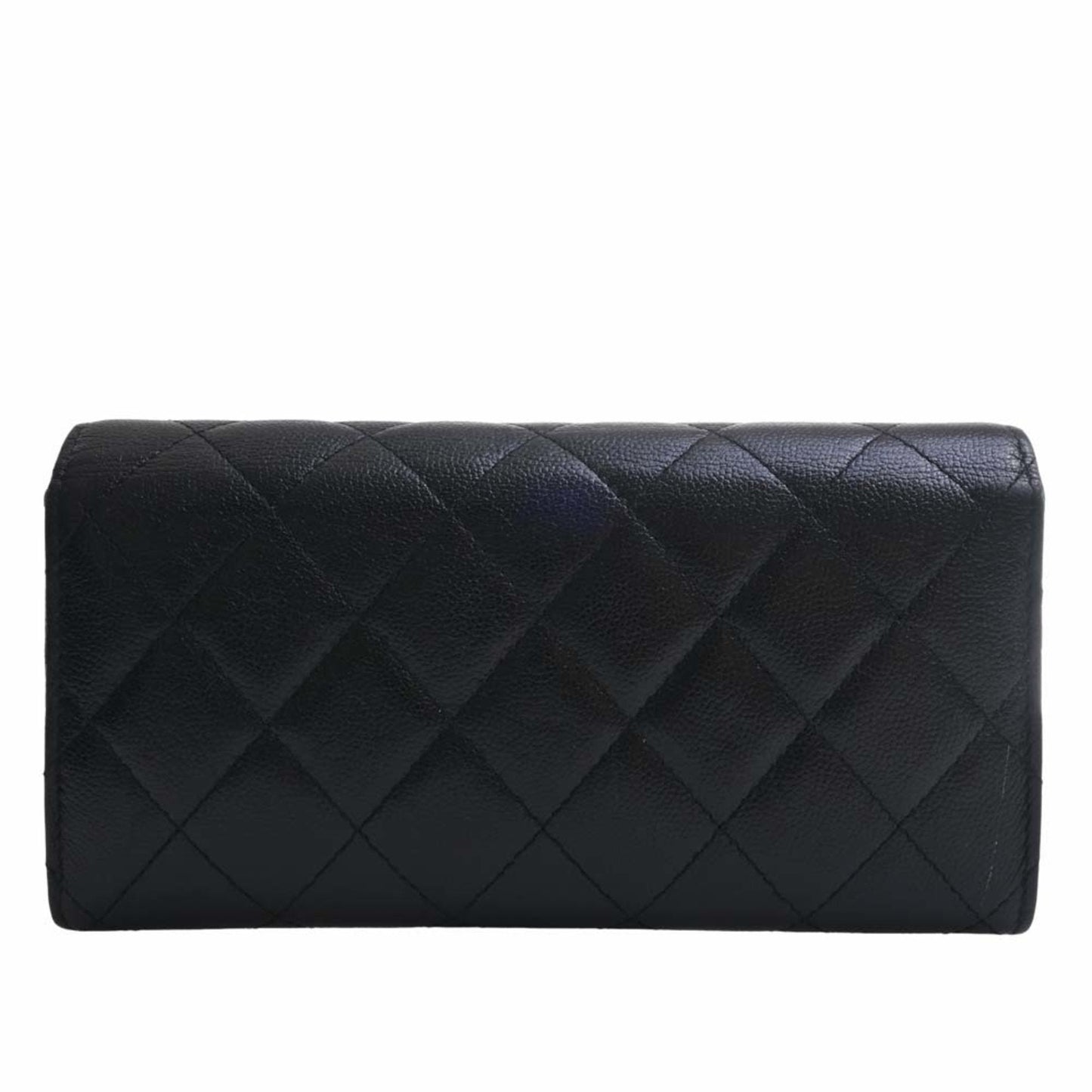 Luxury Chanel Caviar Skin Matelasse Coco Rock Bifold Long Wallet Black Ladies