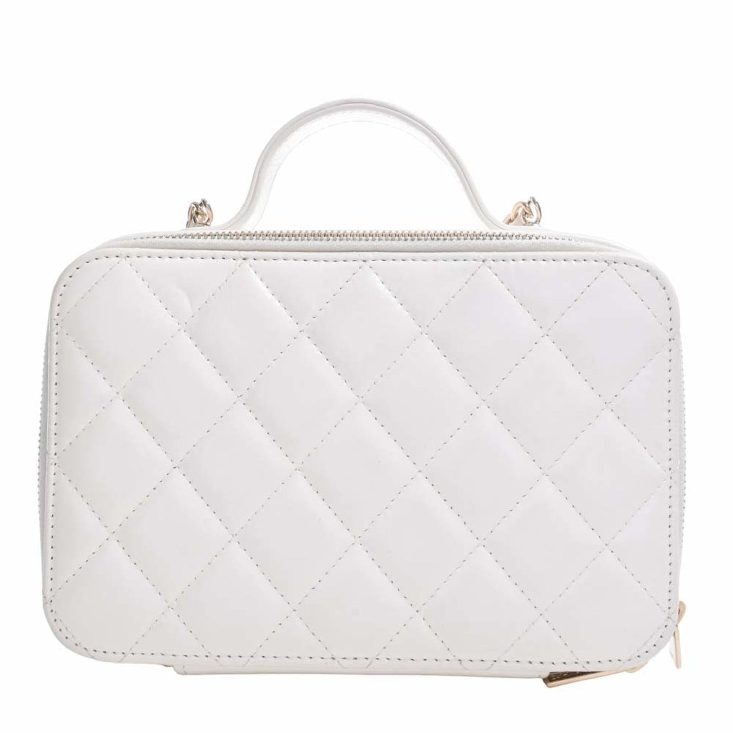 Luxury Chanel Leather Matelasse Coco Mark Chain Shoulder Bag Vanity White Ladies