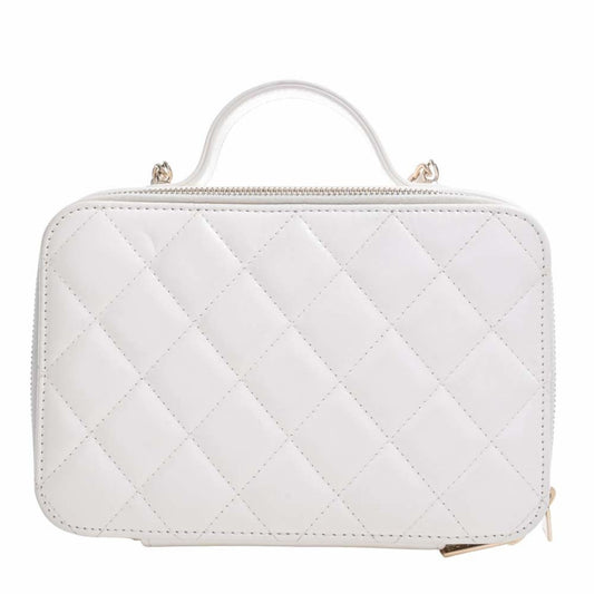 Luxury Chanel Leather Matelasse Coco Mark Chain Shoulder Bag Vanity White Ladies