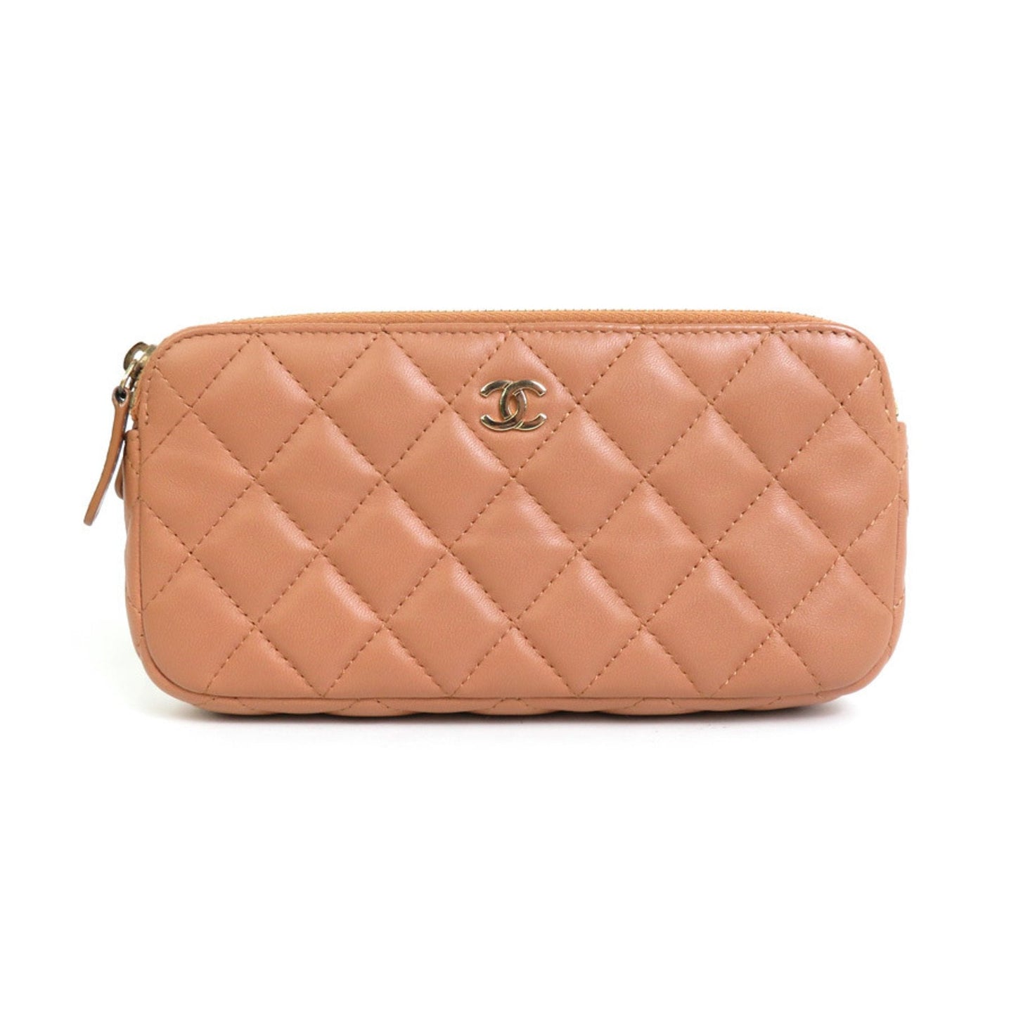 Luxury Chanel Wallet Chain Matelasse Leather/Metal Pink Brown/Gold Ladies