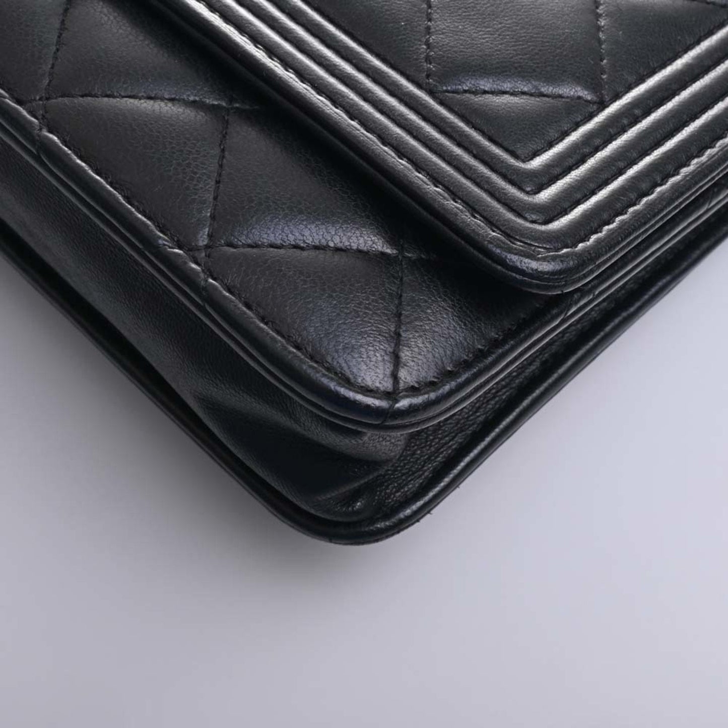 Luxury Chanel Leather Boy  Coco Mark Chain Shoulder Long Wallet Black Ladies