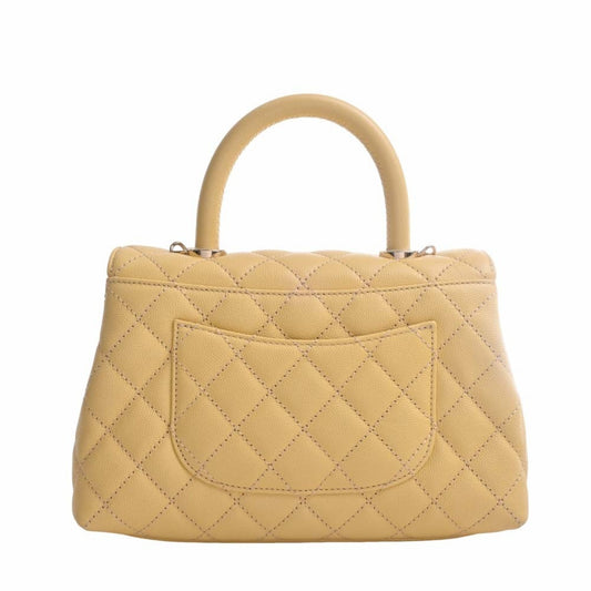 Luxury Chanel Caviar Skin Matelasse Coco Mark Chain Shoulder Bag Yellow Ladies