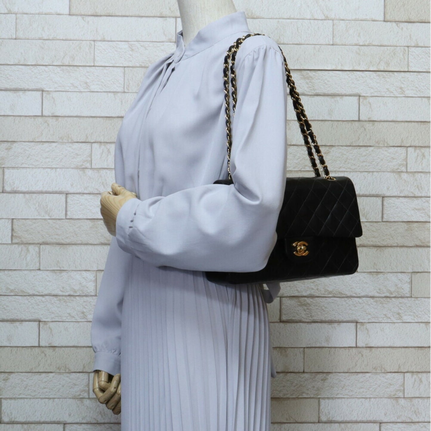Luxury Chanel chain matelasse shoulder bag lambskin black ladies
