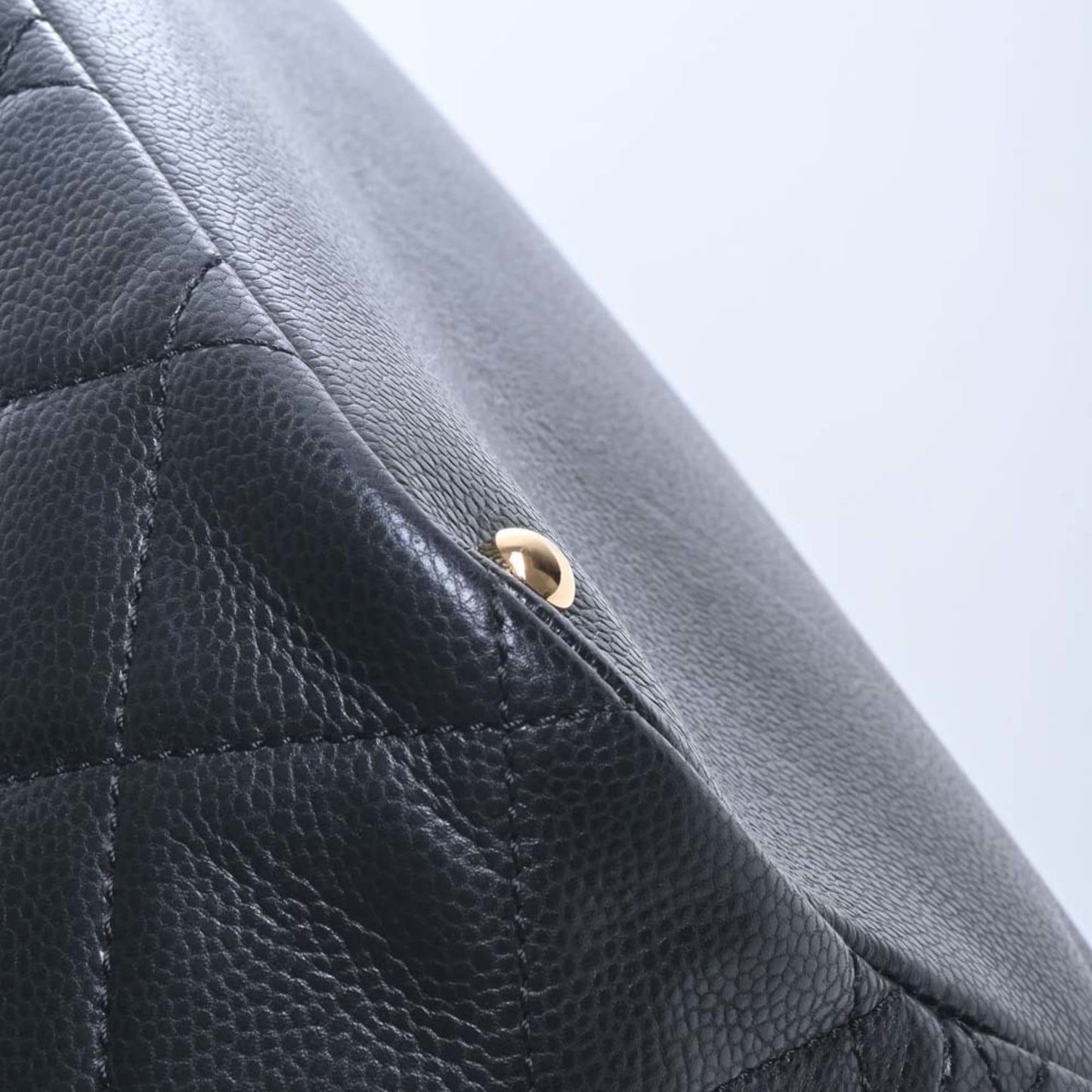 CHANEL Caviar Skin Matelasse Coco Mark GST Chain Tote Bag Black Ladies