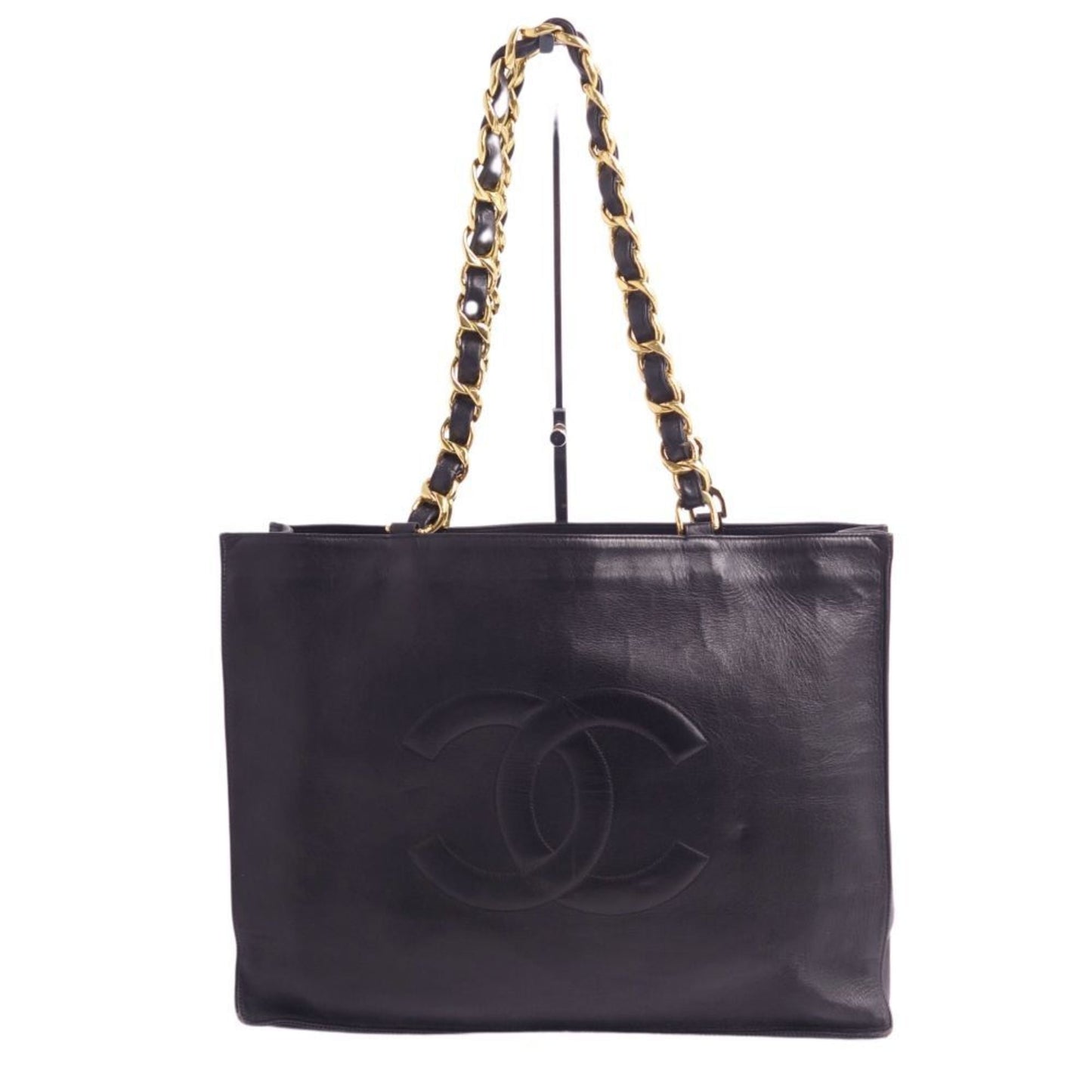 Luxury Chanel bag tote shoulder here mark chain lambskin ladies black