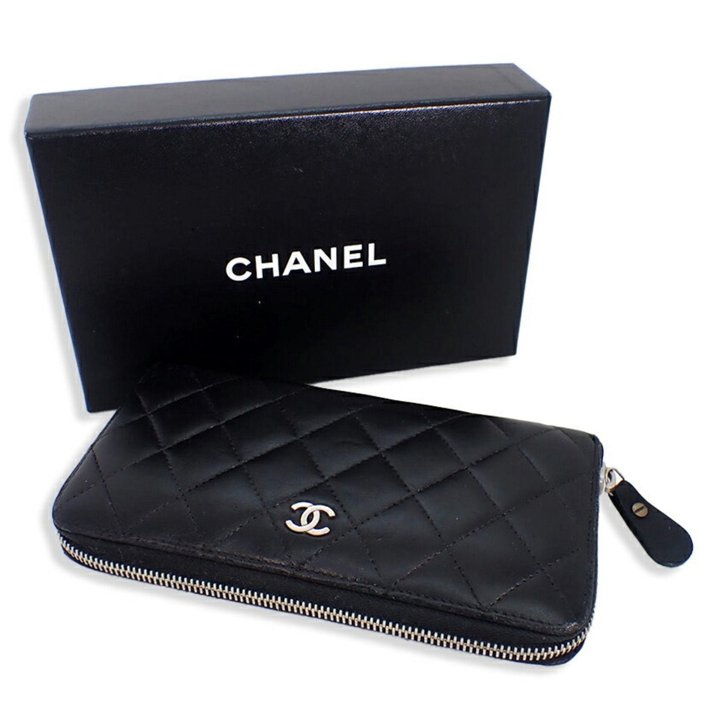 Luxury Chanel caviar skin matelasse black long wallet