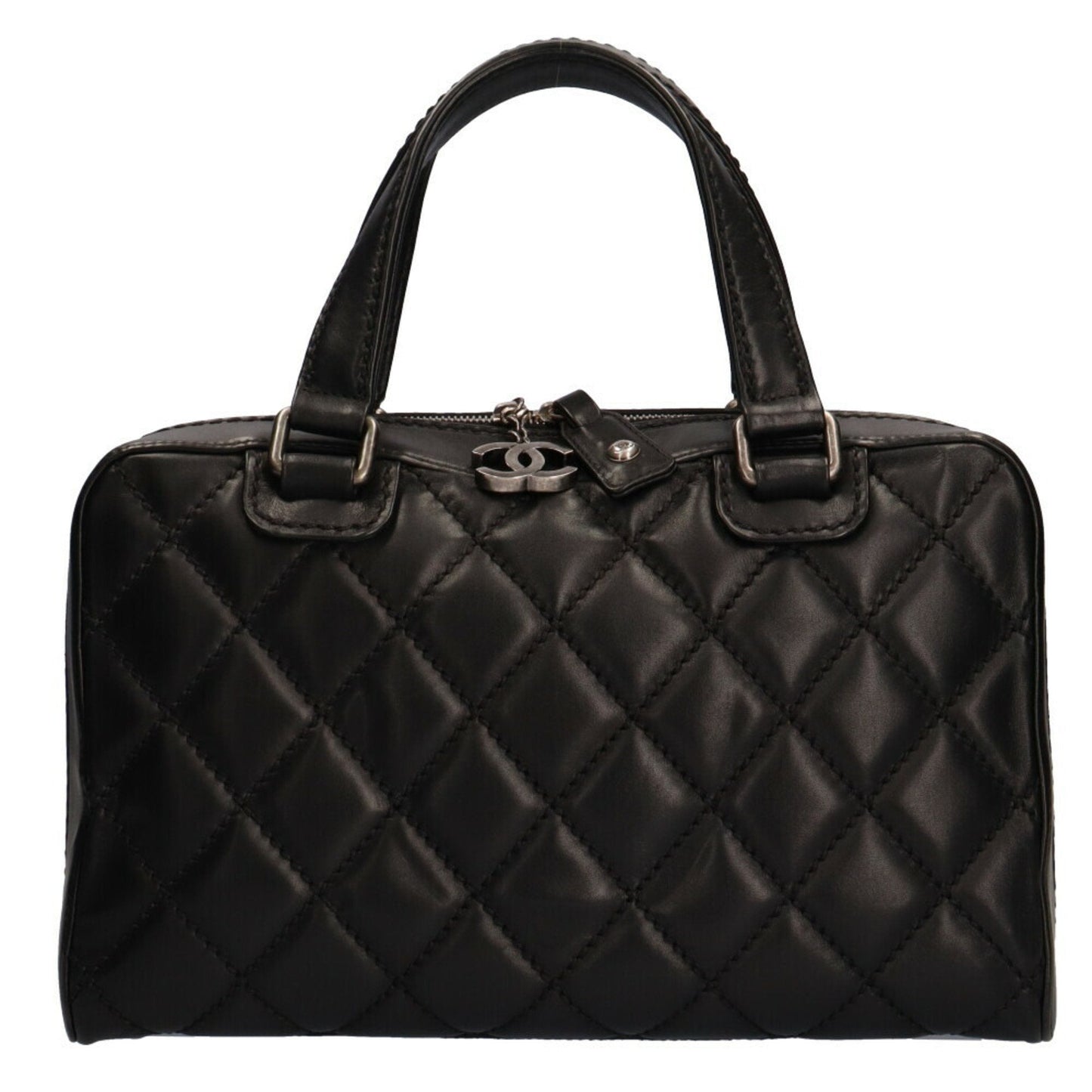 Luxury Chanel wild stitch handbag leather black ladies