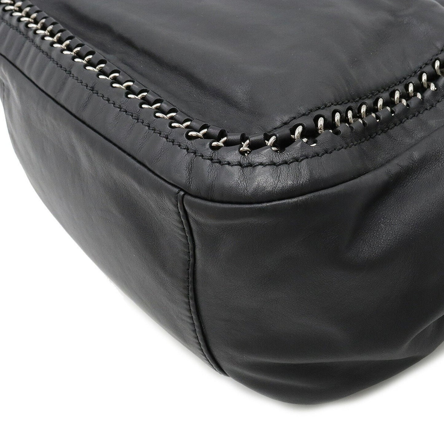 Luxury Chanel luxury line here mark shoulder bag chain leather black