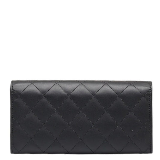Luxury Chanel Cambon Line Coco Mark Long Wallet Black Pink Lambskin Ladies
