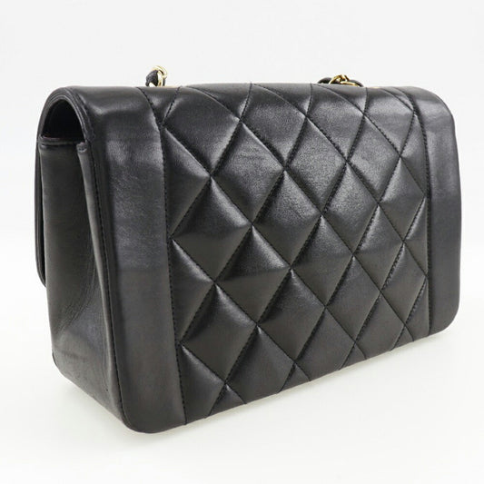 Luxury Chanel Chain Shoulder Bag Coco Mark Diana Matelasse Lambskin Black Ladies