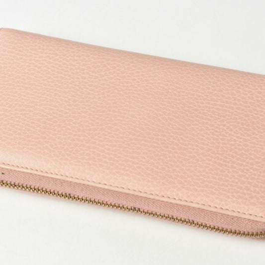 Luxury Gucci Wallet Luxury Gucci Long / Petit Marmont Leather Pink Beige Round 456117