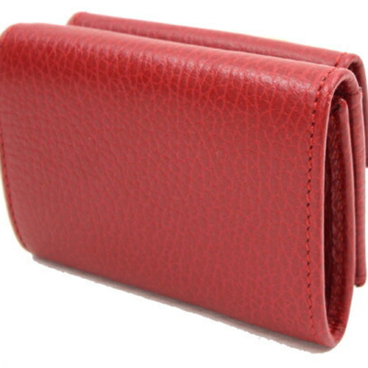 Luxury Gucci Trifold Wallet GG Marmont 523277 Red Leather Ladies