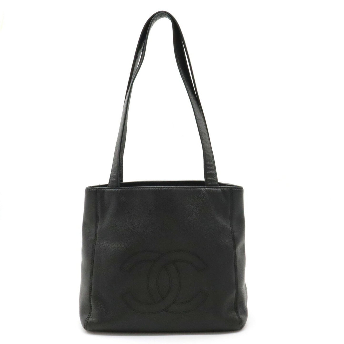 Luxury Chanel Cocomark Tote Bag Shoulder Leather Black