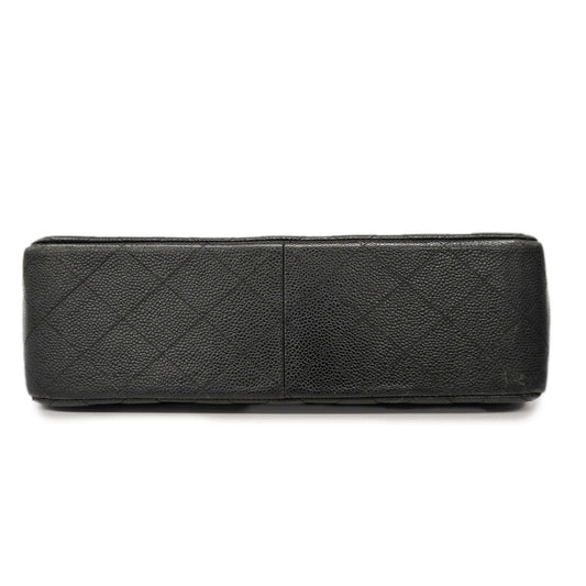 CHANEL  Matelasse W Flap W Chain Women's Caviar Leather Shoulder Bag Black