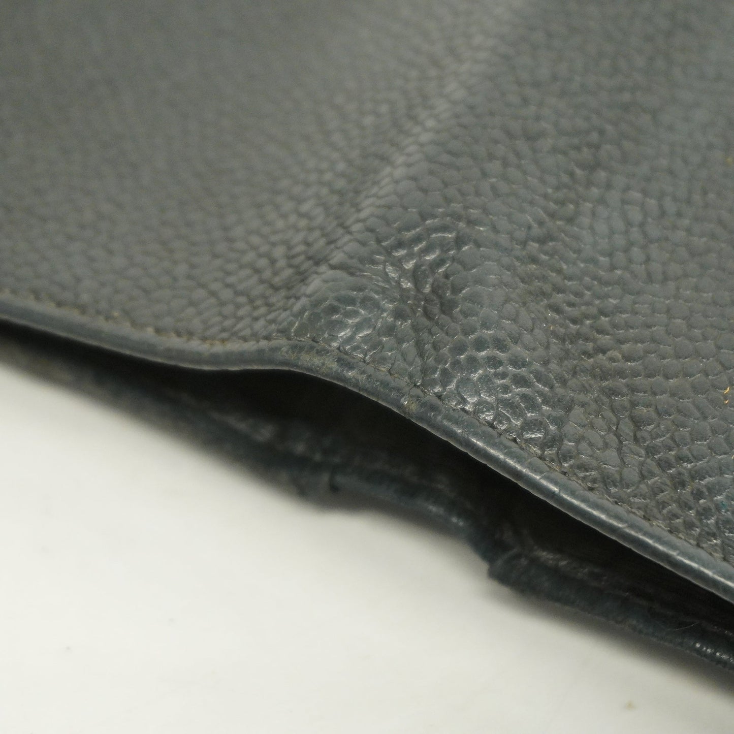 CHANEL[3cc2399]   long wallet caviar skin black gold metal