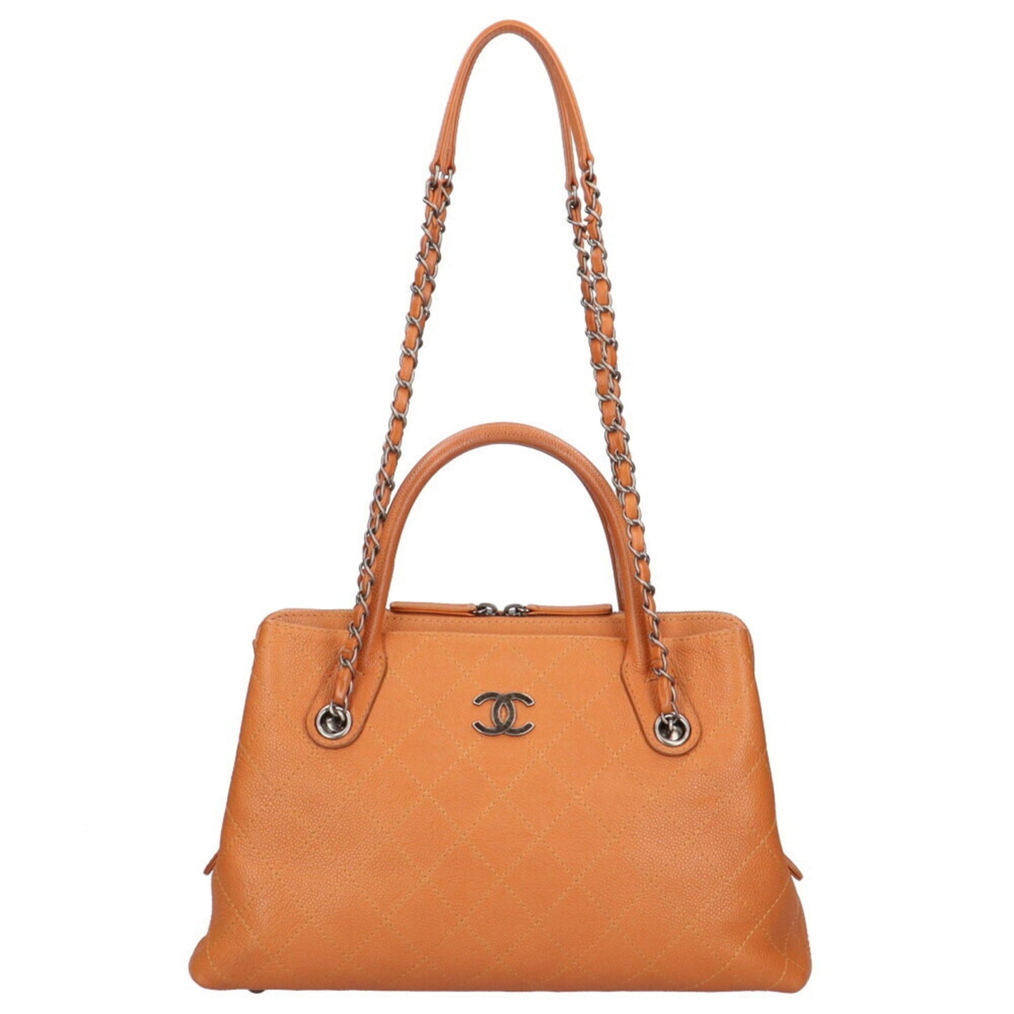 Luxury Chanel chain shoulder bag caviar skin brown ladies