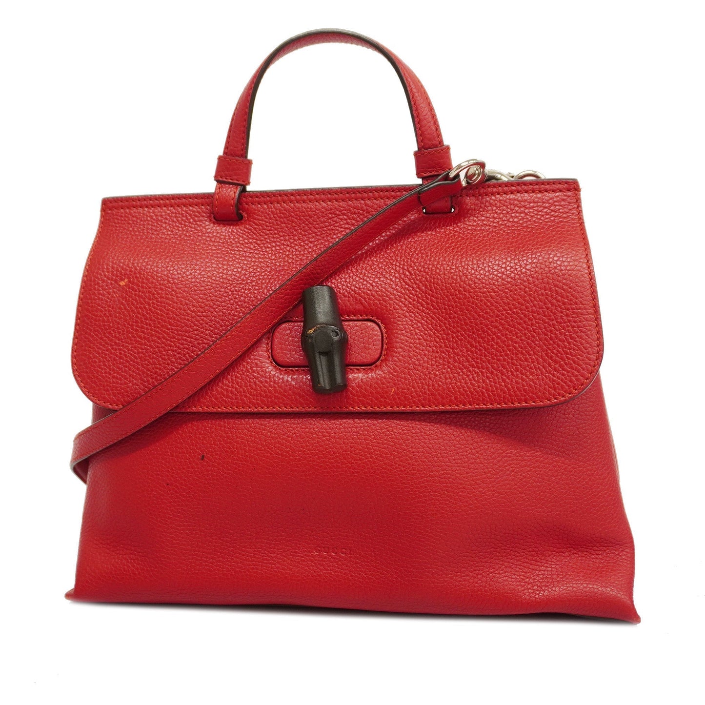 Luxury Gucci  Bamboo 2way Bag 392013 Women's Leather Handbag,Shoulder Bag Red Color