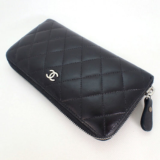 Luxury Chanel caviar skin matelasse black long wallet