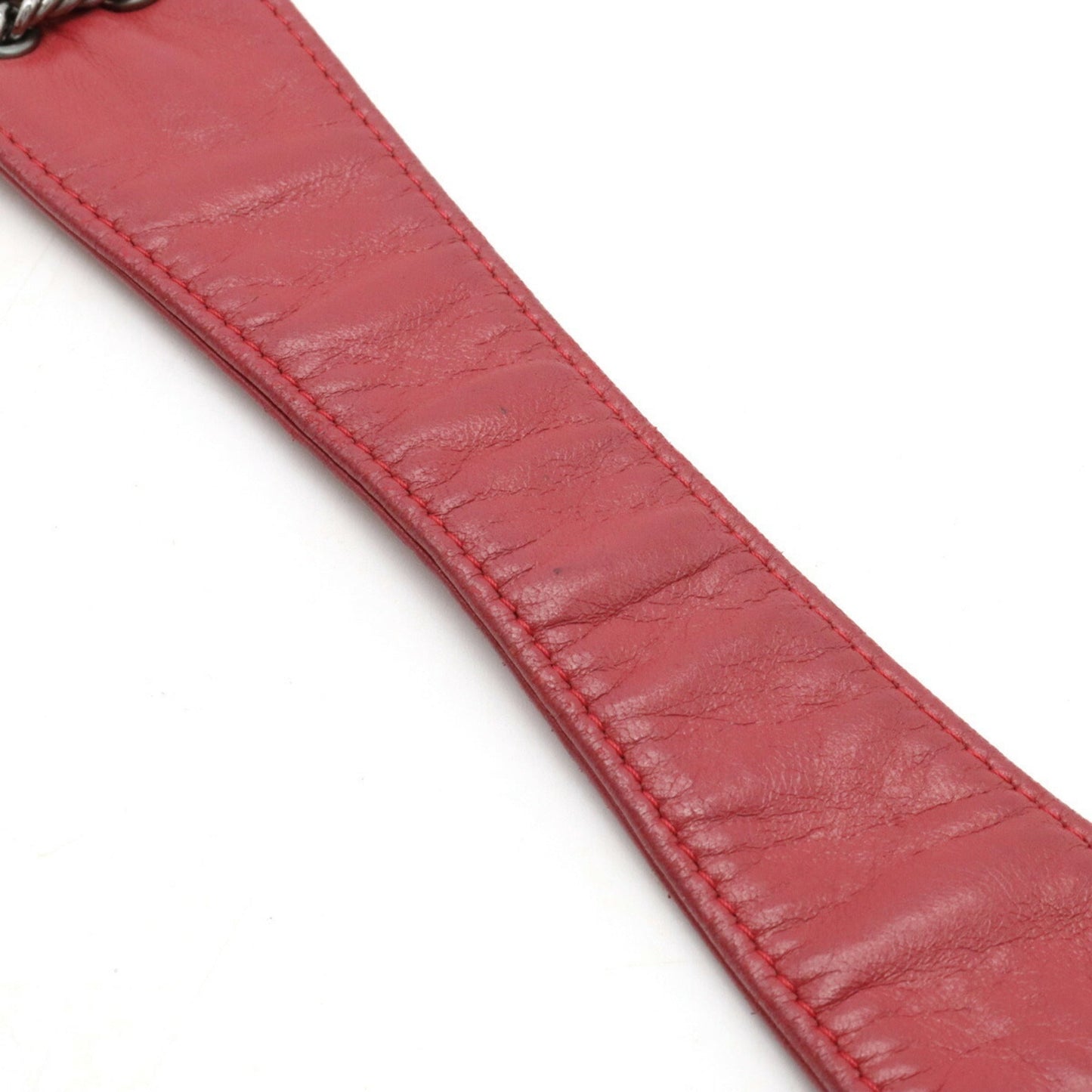 Luxury Chanel Chocolate Bar Chain Shoulder Bag Leather Rose Madder Pink Red