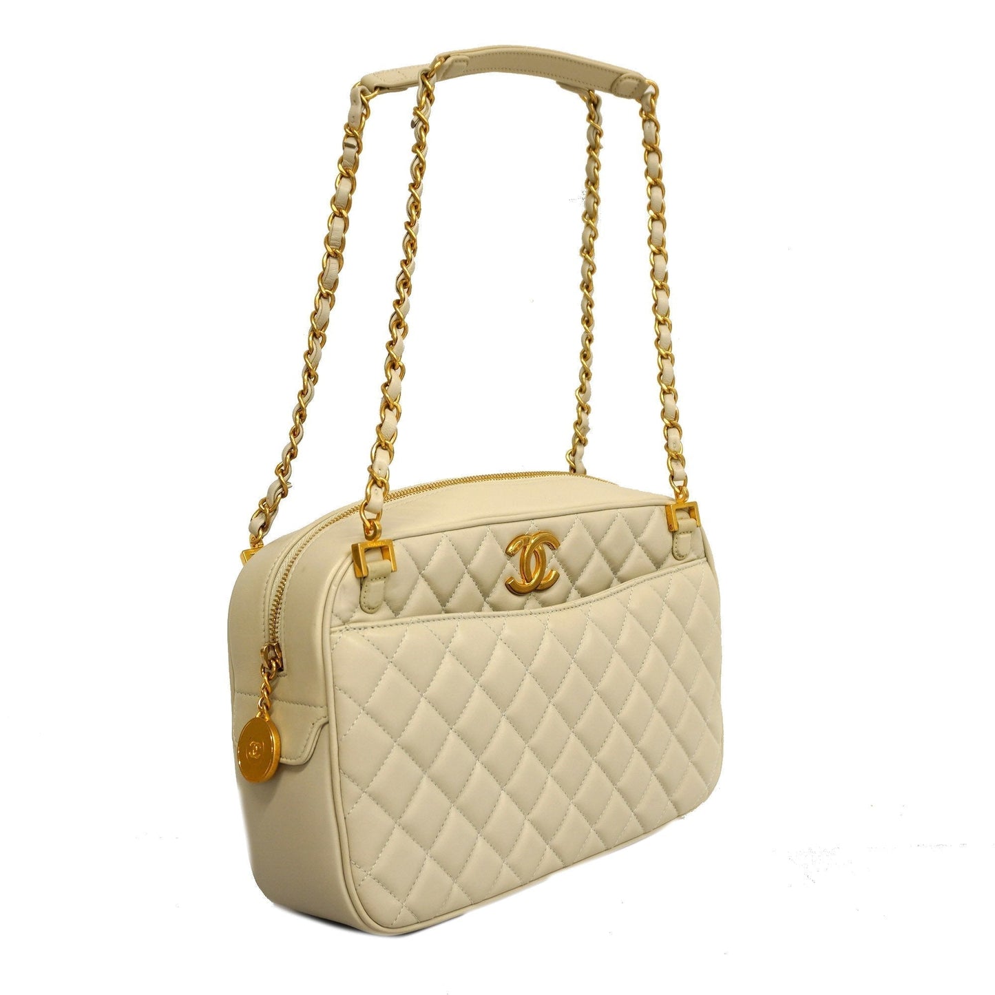 Luxury Chanel  Matelasse Chain Shoulder Women's Leather Shoulder Bag Gray