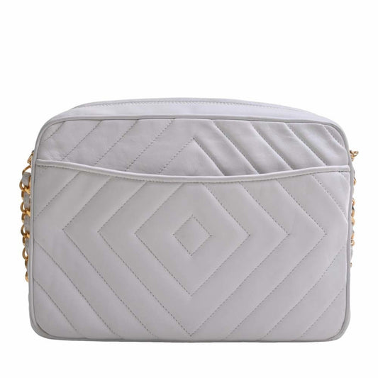 Luxury Chanel Leather Coco Mark Chain Shoulder Bag White Ladies