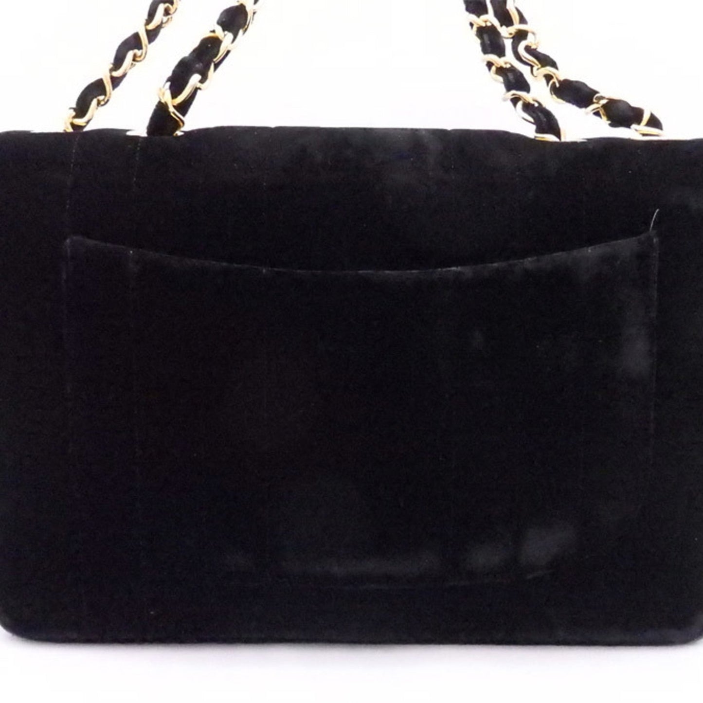 Luxury Chanel shoulder bag here mark velvet / metal black x gold ladies