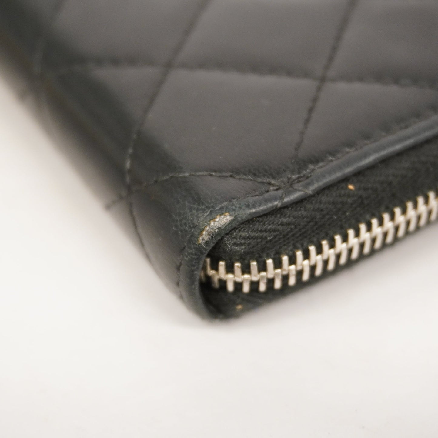 CHANEL  Matelasse Long Wallet Silver Metal Fittings Women's Lambskin Black