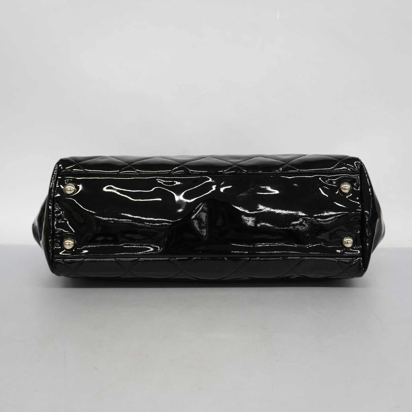 CHANEL  Matelasse Chain Shoulder Bag Women's Patent Leather Black
