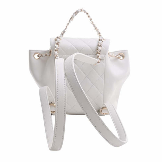 Luxury Chanel Leather Matelasse Coco Mark Chain Rucksack Backpack AS2908 White Ladies