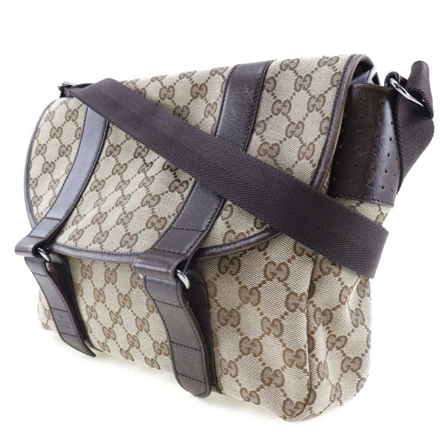Luxury Gucci 145859 467891 GG canvas x leather brown unisex shoulder bag