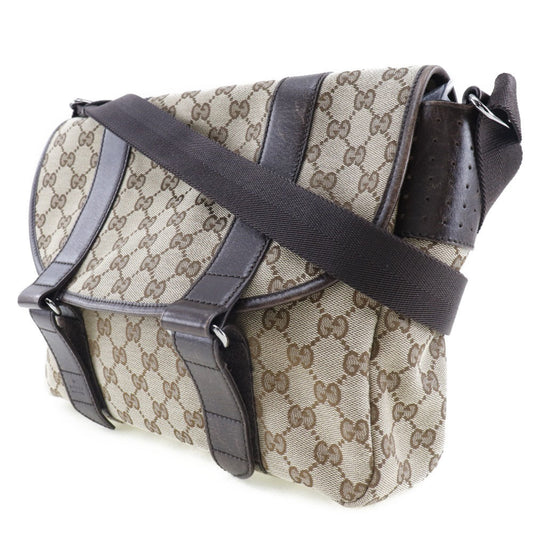 Luxury Gucci 145859 467891 GG canvas x leather brown unisex shoulder bag