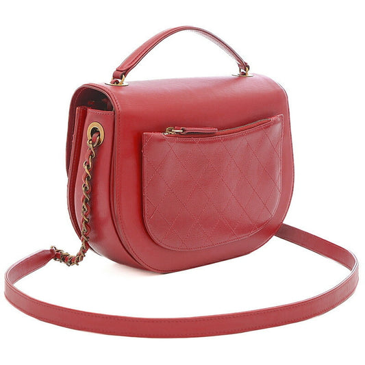 Luxury Chanel matelasse 2-way chain bag leather red gold hardware