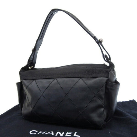 Luxury Chanel Coated Canvas Leather Paris Biarritz Coco Mark One Shoulder Bag A34205 Black Ladies