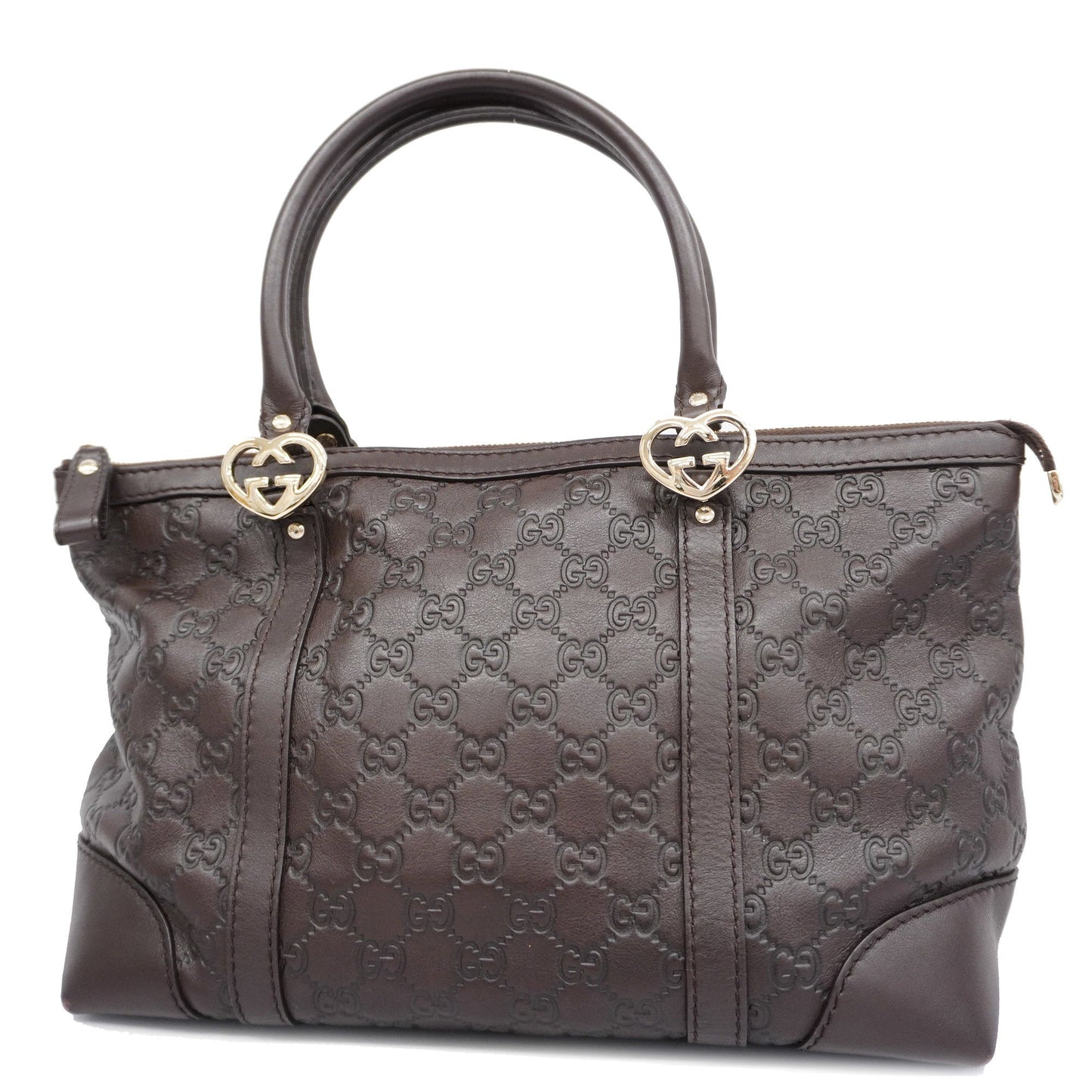 Luxury Gucci ssima Lovely 257069 Women's Leather Tote Bag Brown