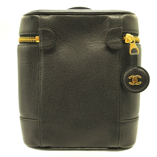 Luxury Chanel 4th series caviar skin black vanity bag