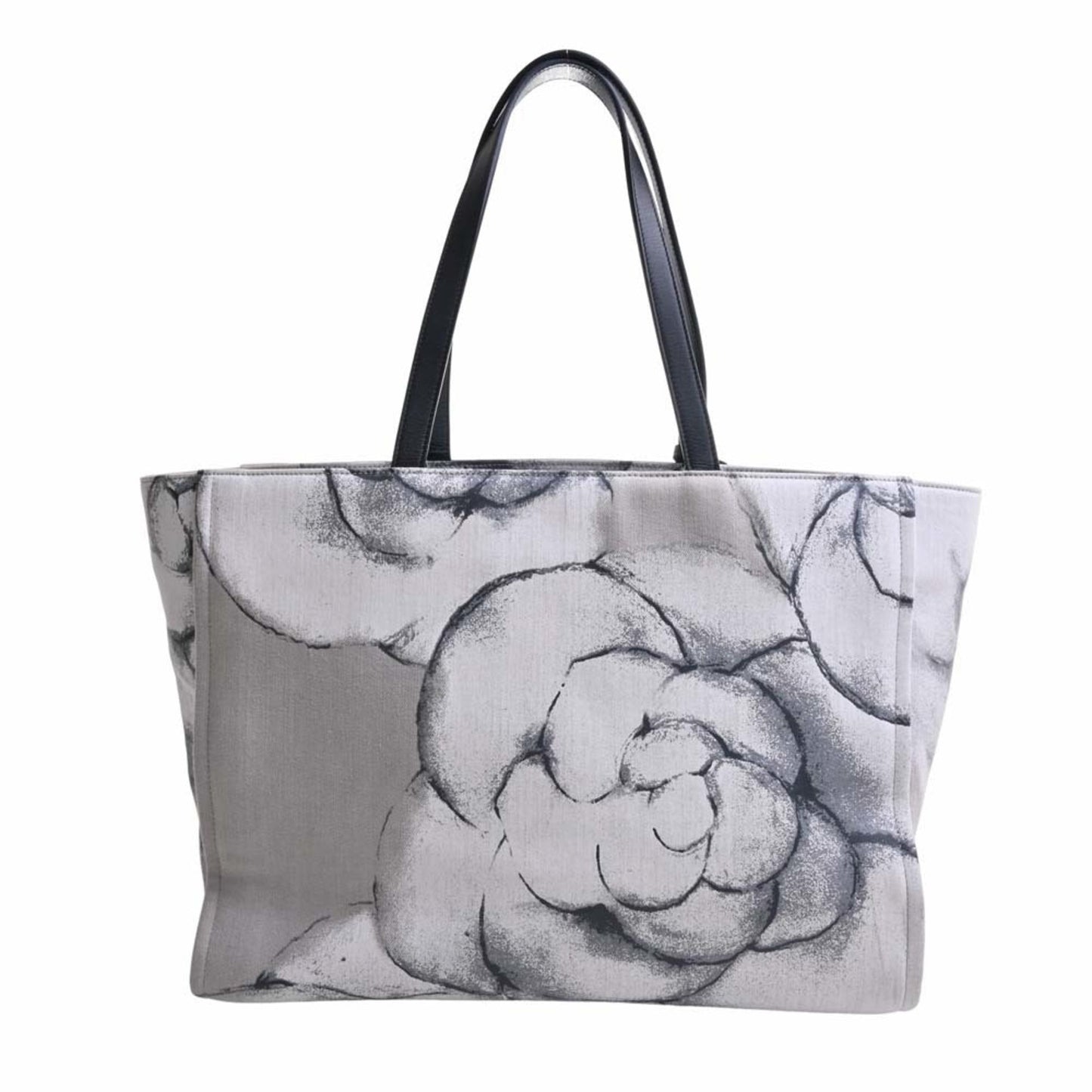 Luxury Chanel Canvas Camellia Tote Bag Black/Gray/White Women's