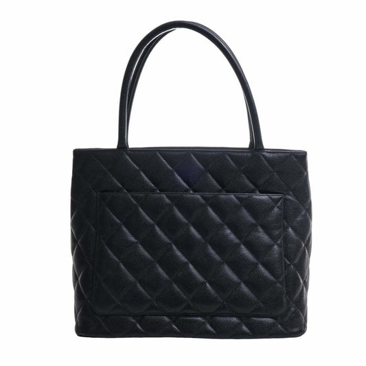 Luxury Chanel Caviar Skin Coco Mark Reprint Tote Bag Black Ladies