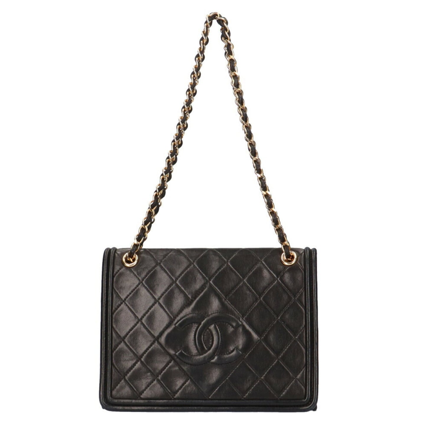 Luxury Chanel chain matelasse shoulder bag lambskin black ladies