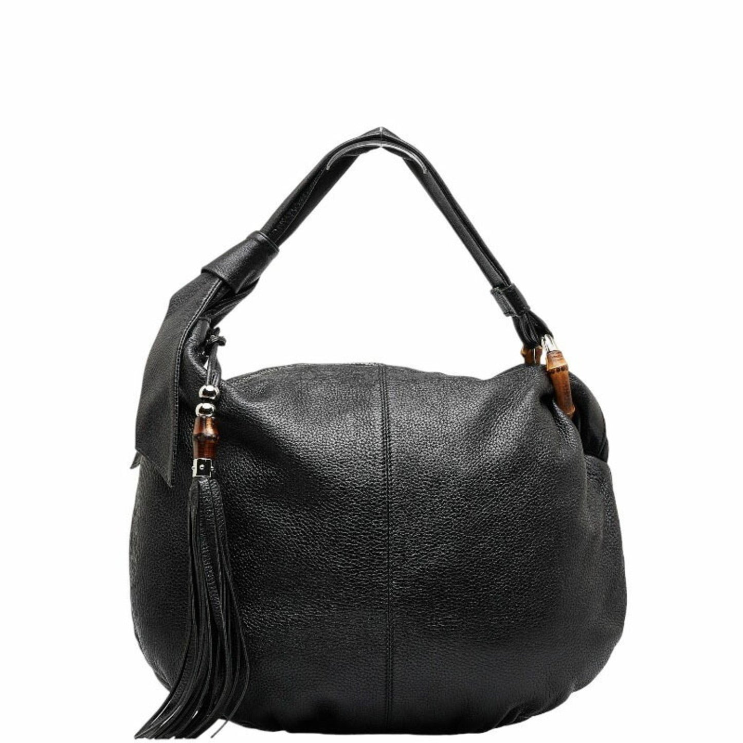 Luxury Gucci Bamboo Hobo One Shoulder Bag 232930 Black Leather Women's