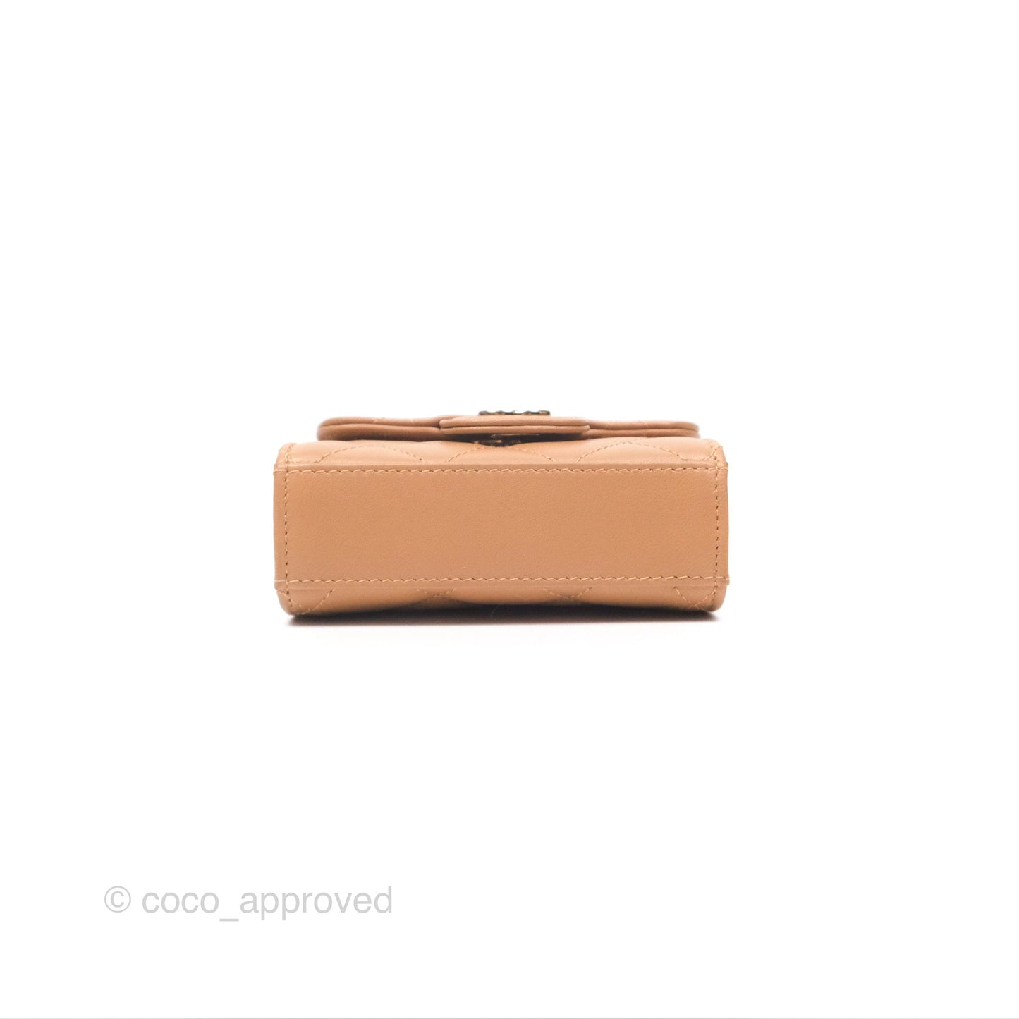 Chanel Mini Handle Clutch With Chain Caramel Lambskin Gold Hardware