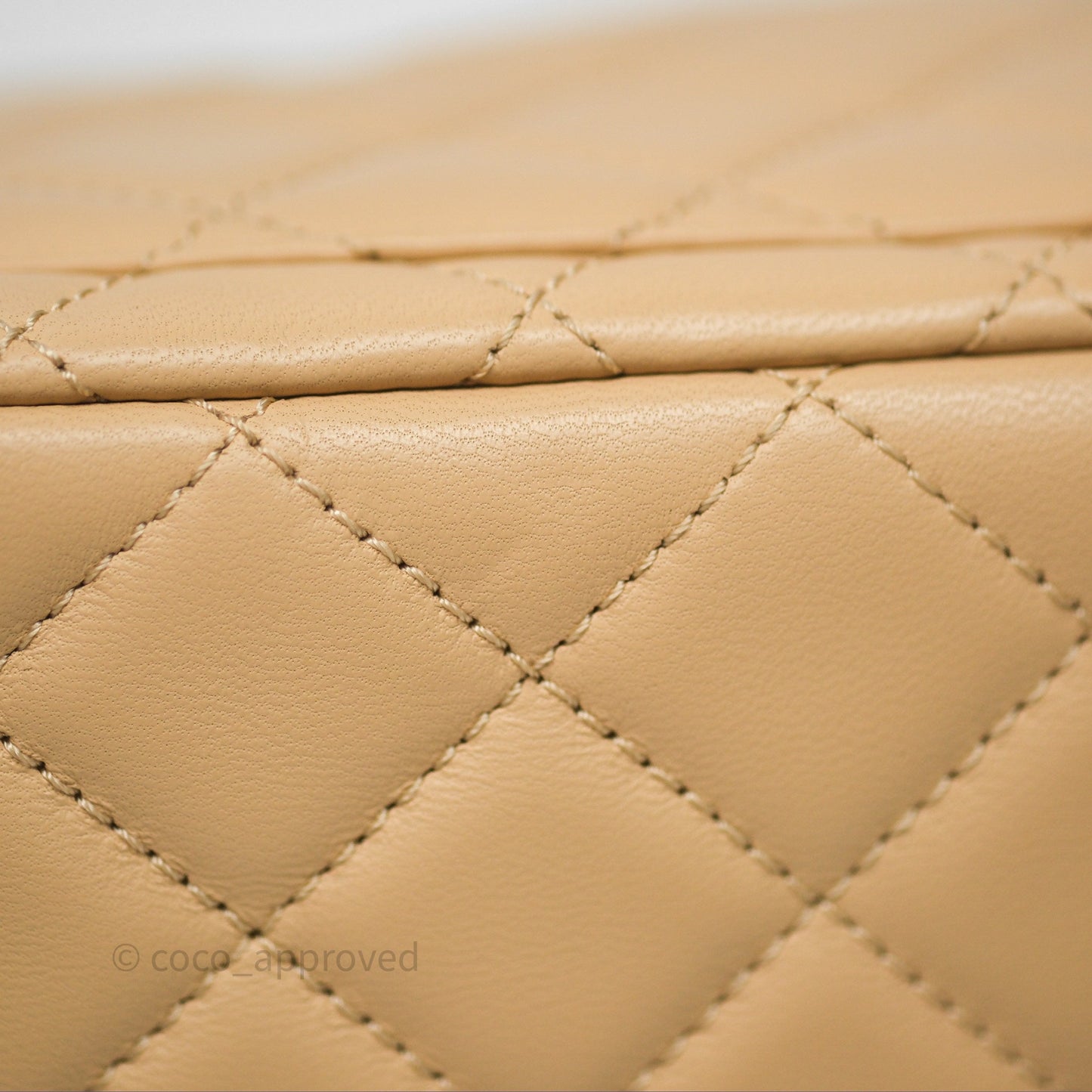 Chanel Pearl Crush Mini Square Quilted Beige Lambskin Aged Gold Hardware