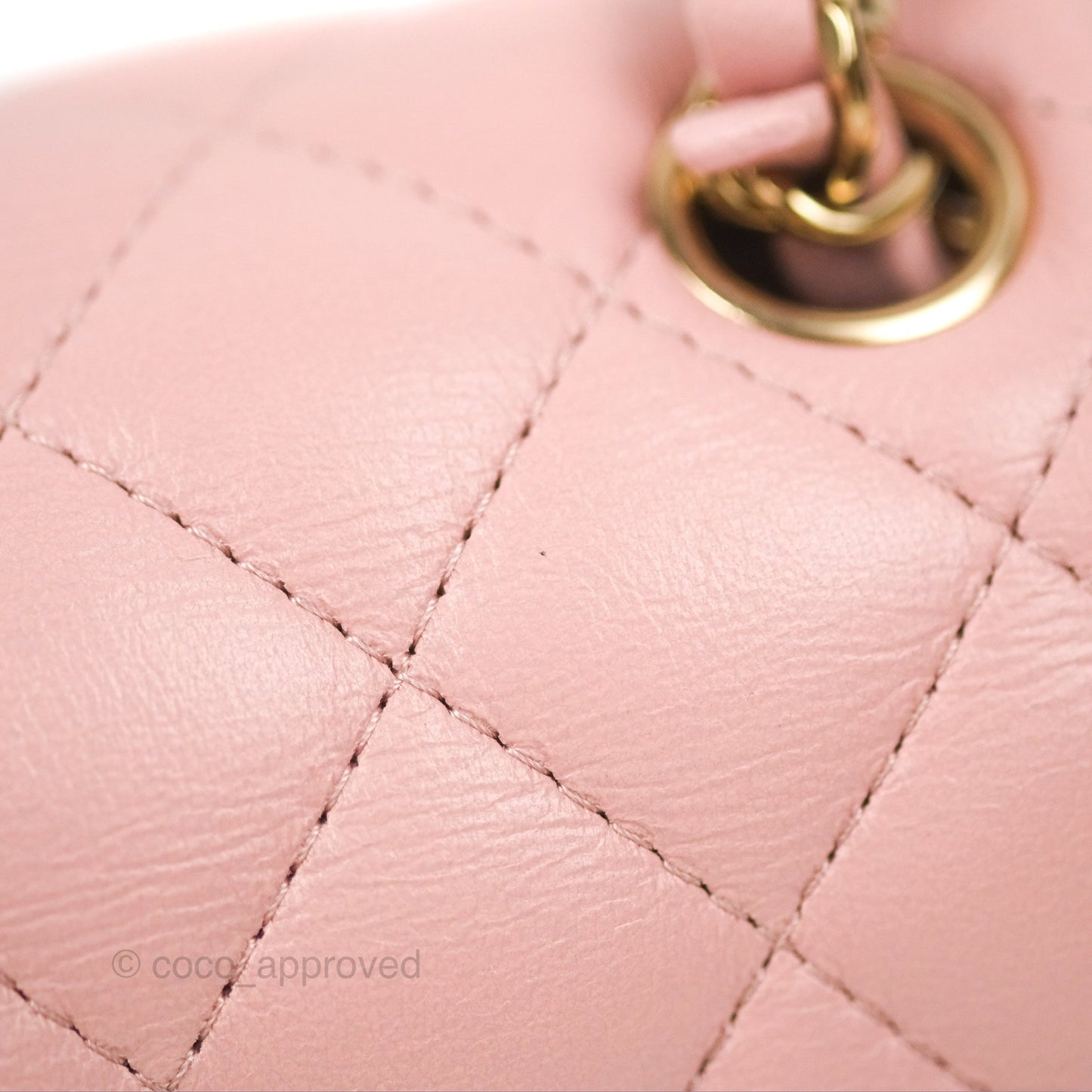 Chanel Quilted Mini Square Flap Pink Lambskin Gold Hardware