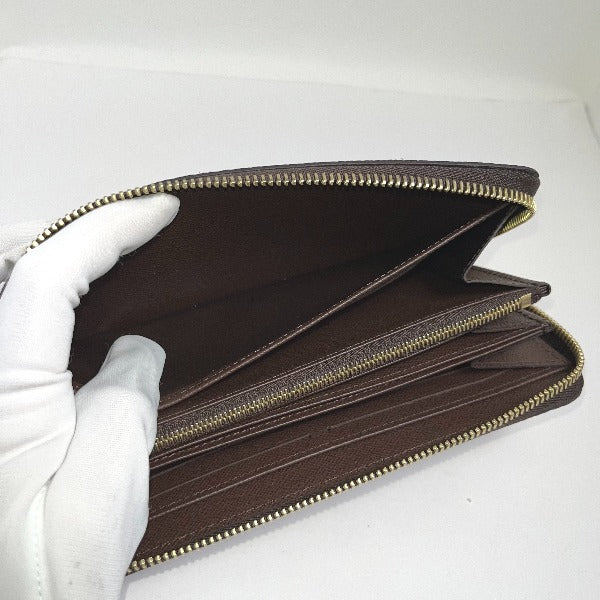 LOUIS VUITTON Long Wallet Purse N41661 Damier canvas Brown Zip Around Damier Zippy wallet ()