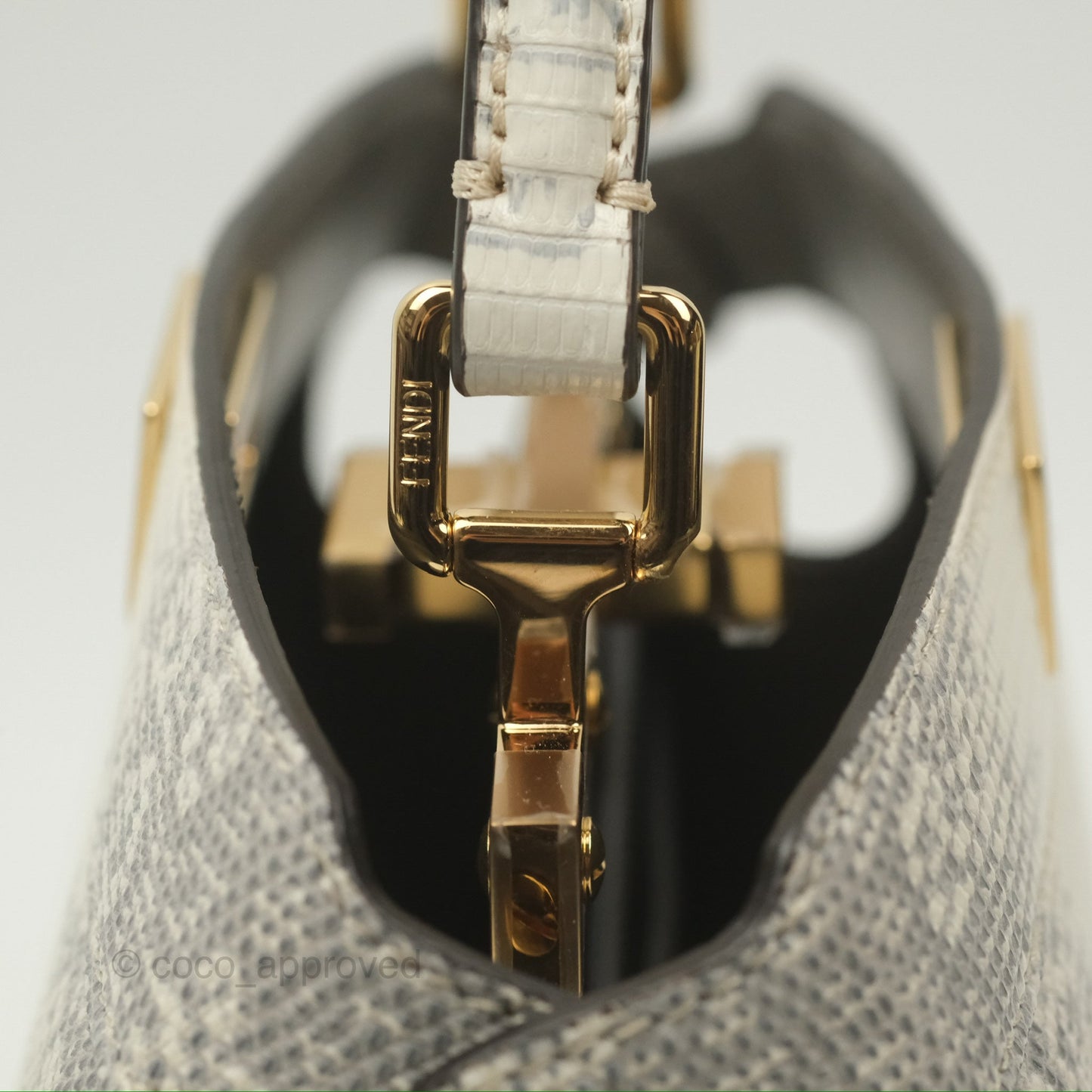 Fendi Peekaboo ISeeU Petite White lizard Leather Bag