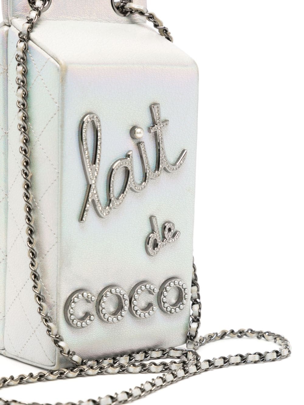 CHANEL Iridescent Silver Lait de Coco Milk Carton Bag