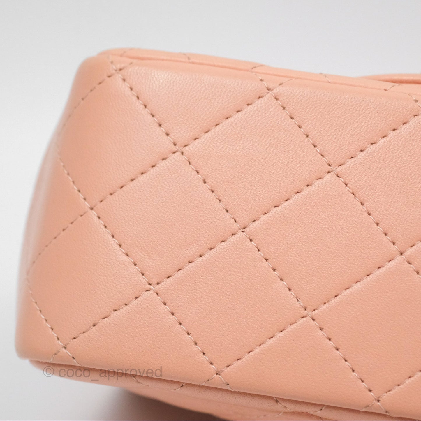 Chanel Quilted Mini Square Lambskin Light Beige Pink Gold Hardware